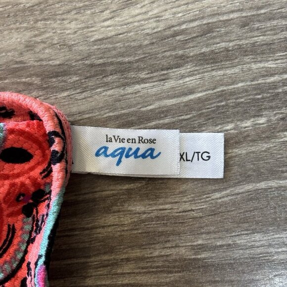 La Vie En Rose Aqua Push Up Bikini TOP ONLY Womens Floral Pink XL Underwire Swim - Picture 11 of 12